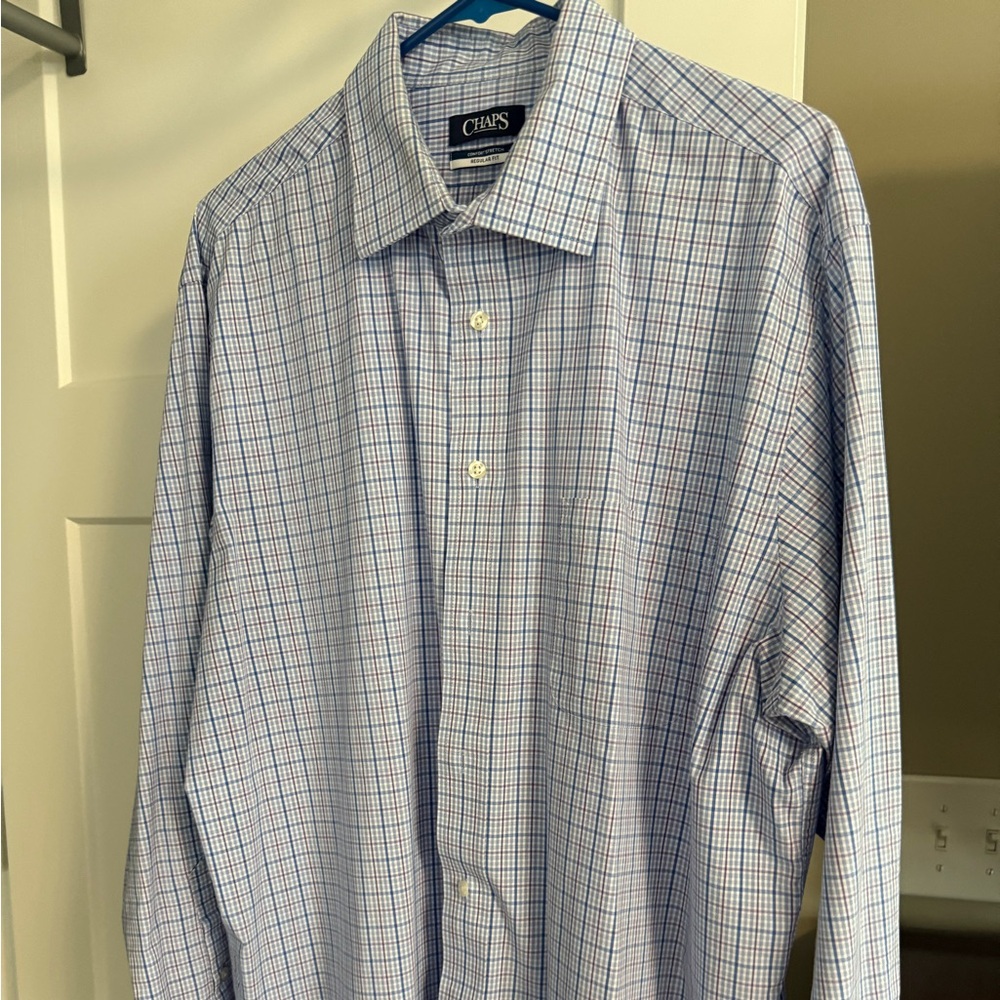 Chaps Blue Checkered Dress Shirt
